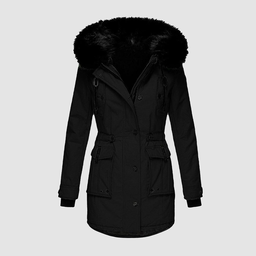 Womens Waterproof Faux Fur Hood Parka