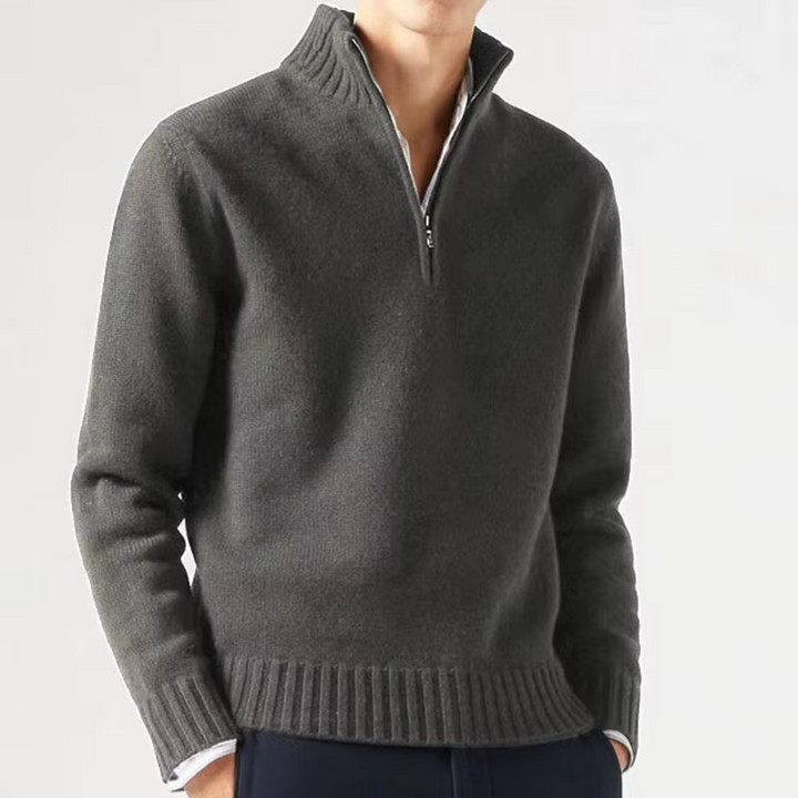 Mens Knitted Zip Front Everyday Sweater
