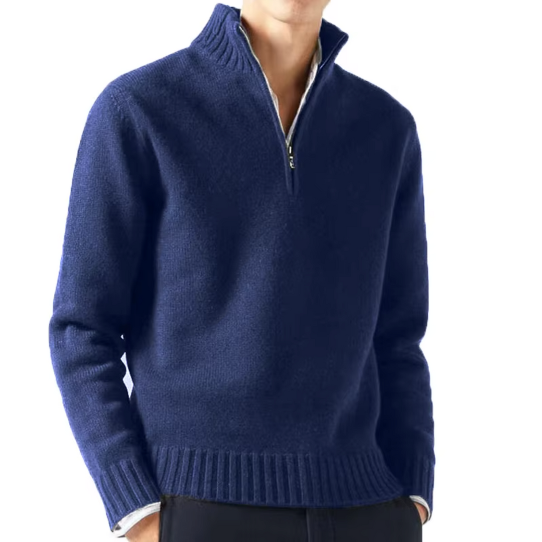 Mens Knitted Zip Front Everyday Sweater