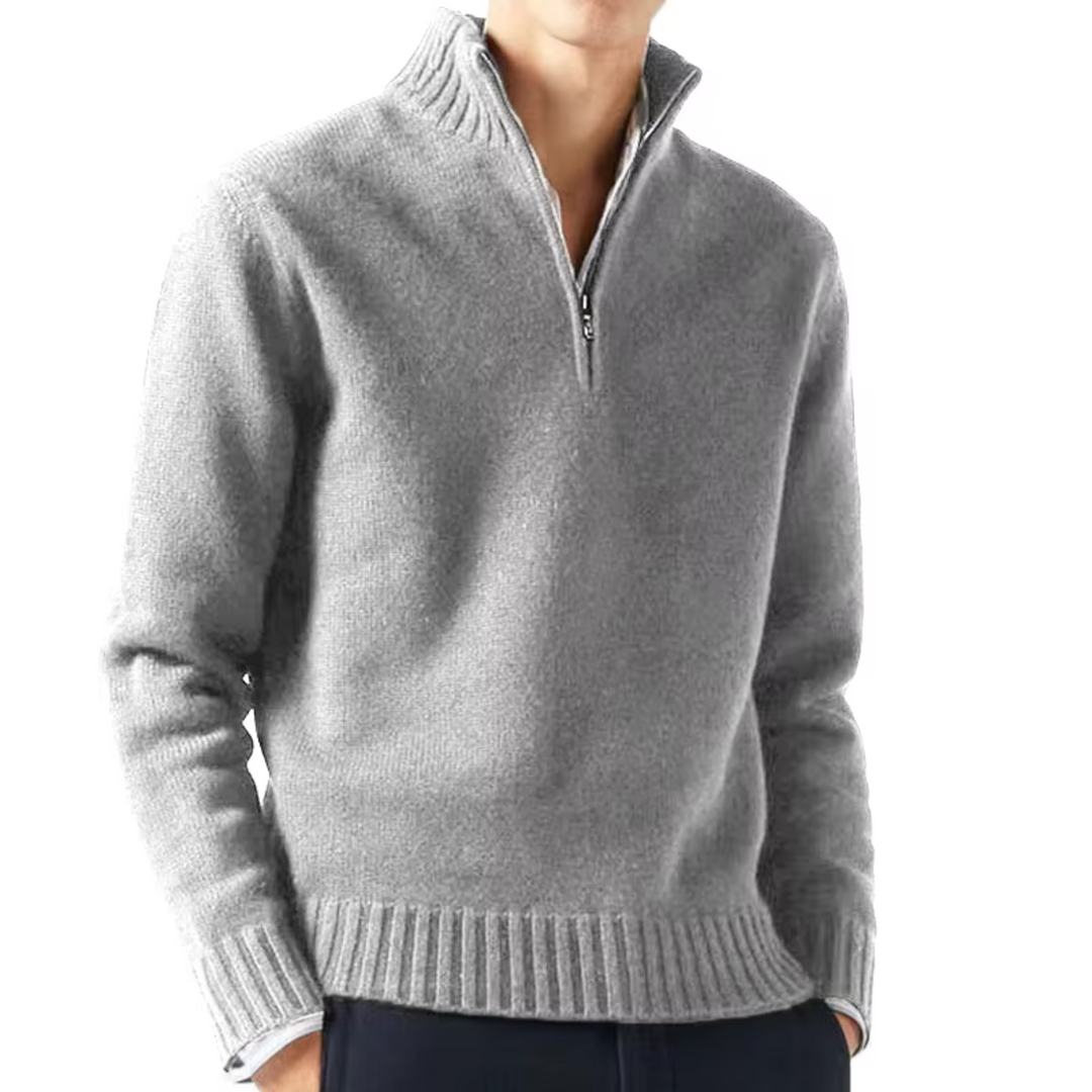 Mens Knitted Zip Front Everyday Sweater