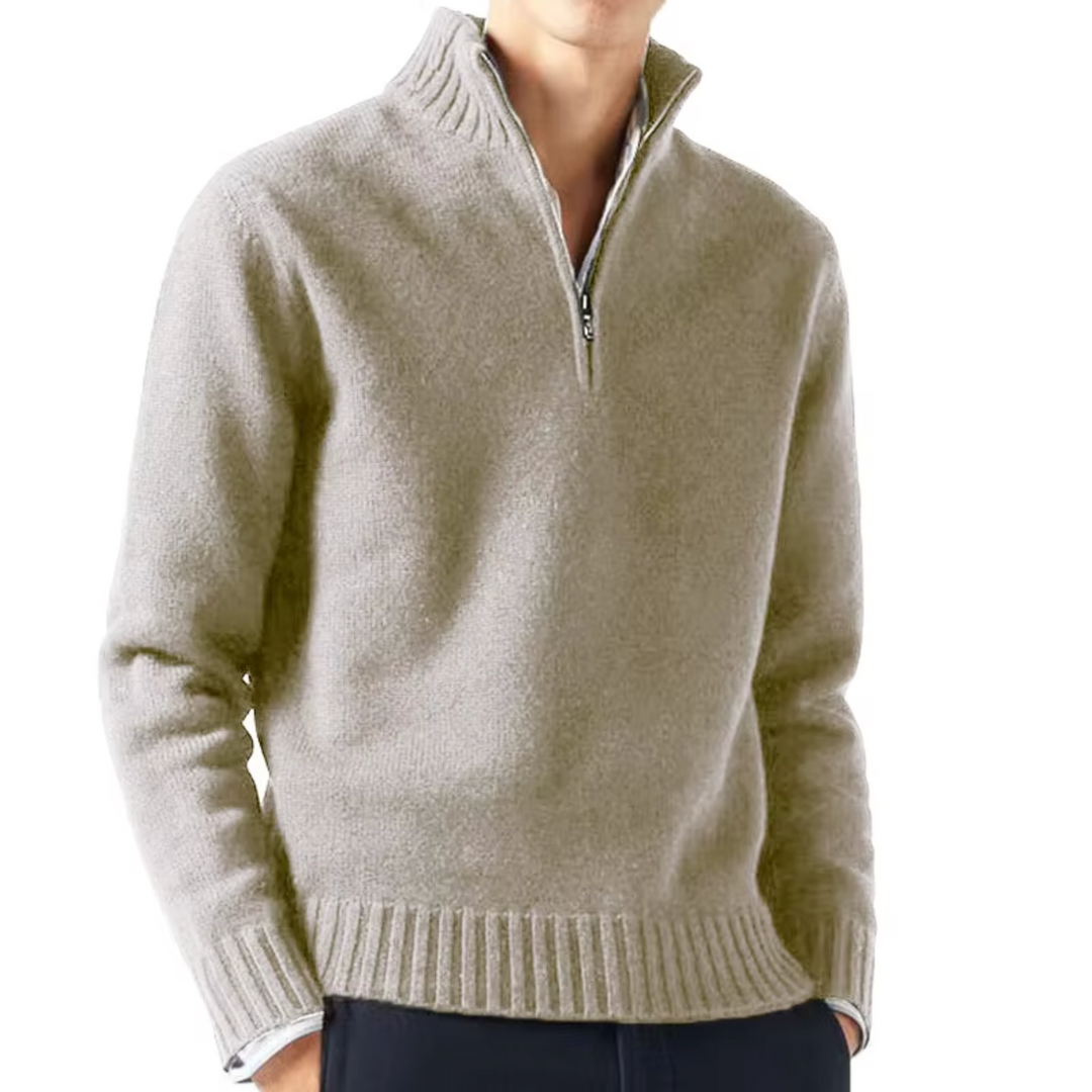 Mens Knitted Zip Front Everyday Sweater