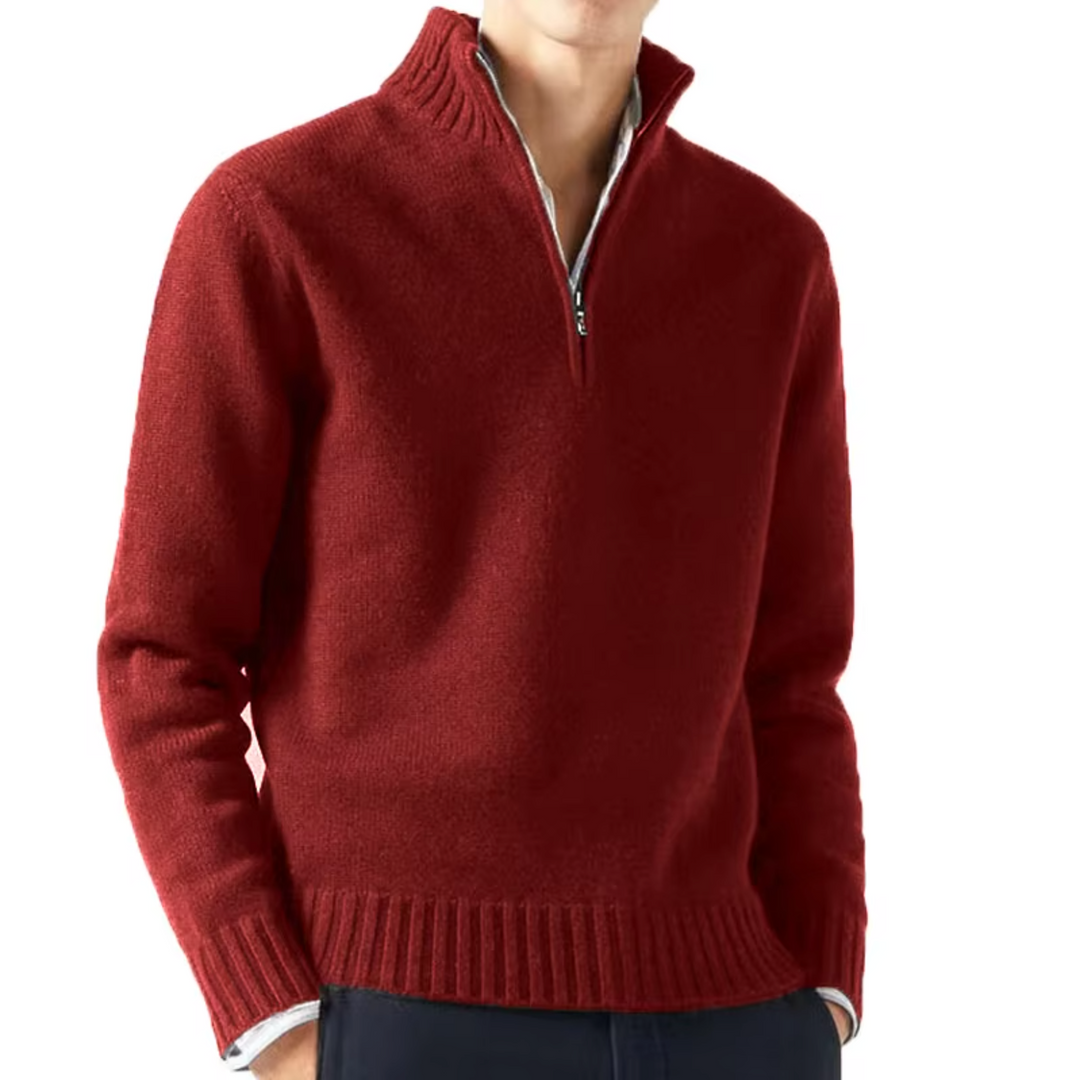Mens Knitted Zip Front Everyday Sweater
