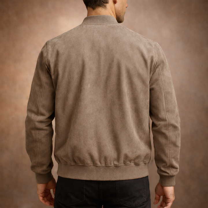 Mens Faux Suede Knitted Bomber Jacket
