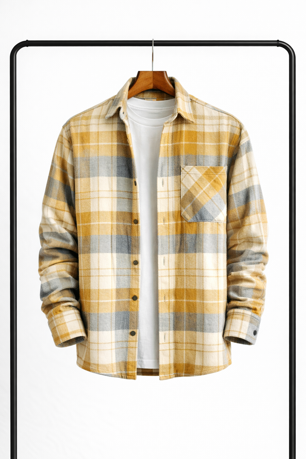 Mens Padded Checked Overshirt Jacket