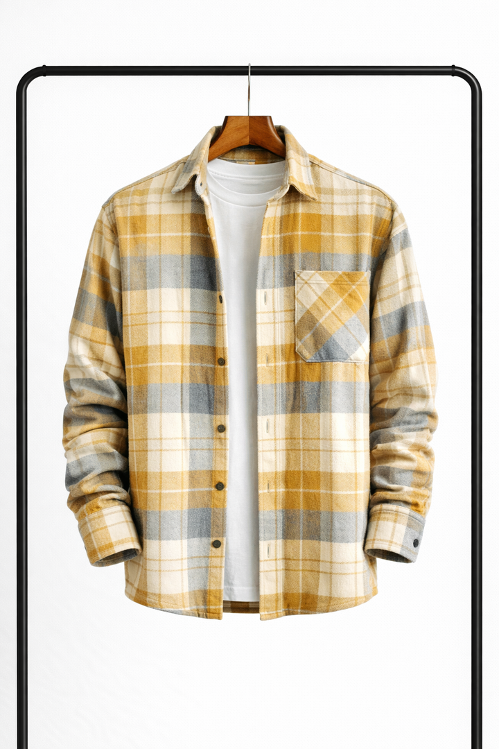 Mens Padded Checked Overshirt Jacket