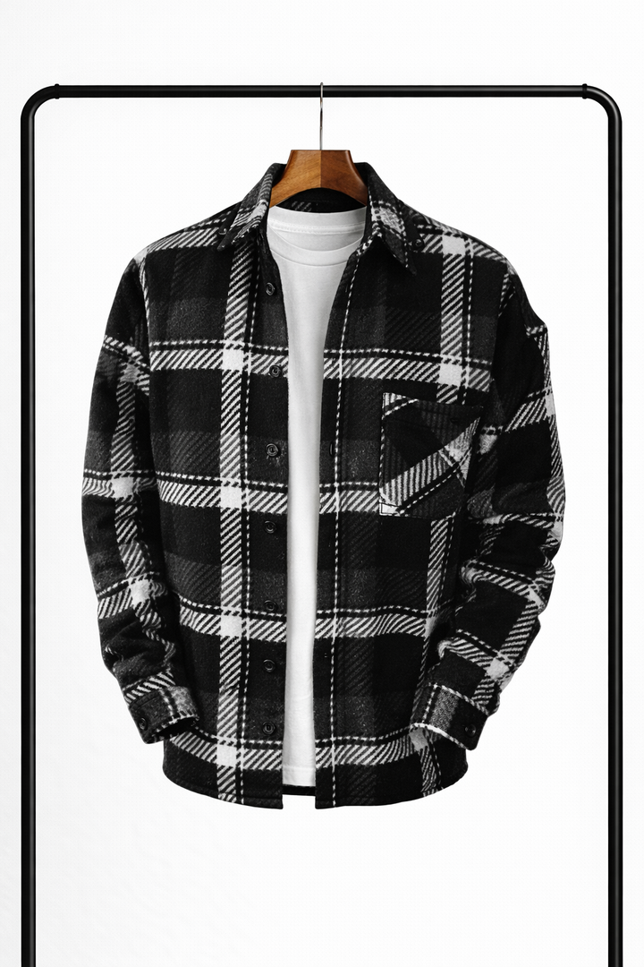 Mens Padded Checked Overshirt Jacket