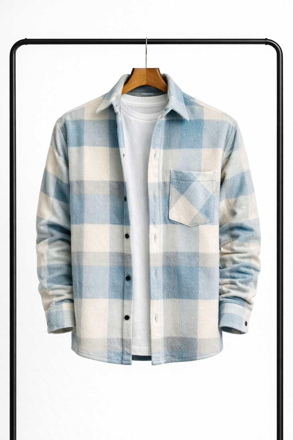 Mens Padded Checked Overshirt Jacket