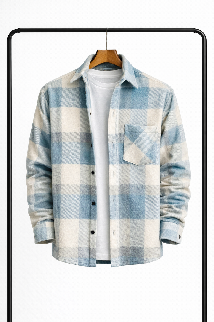 Mens Padded Checked Overshirt Jacket