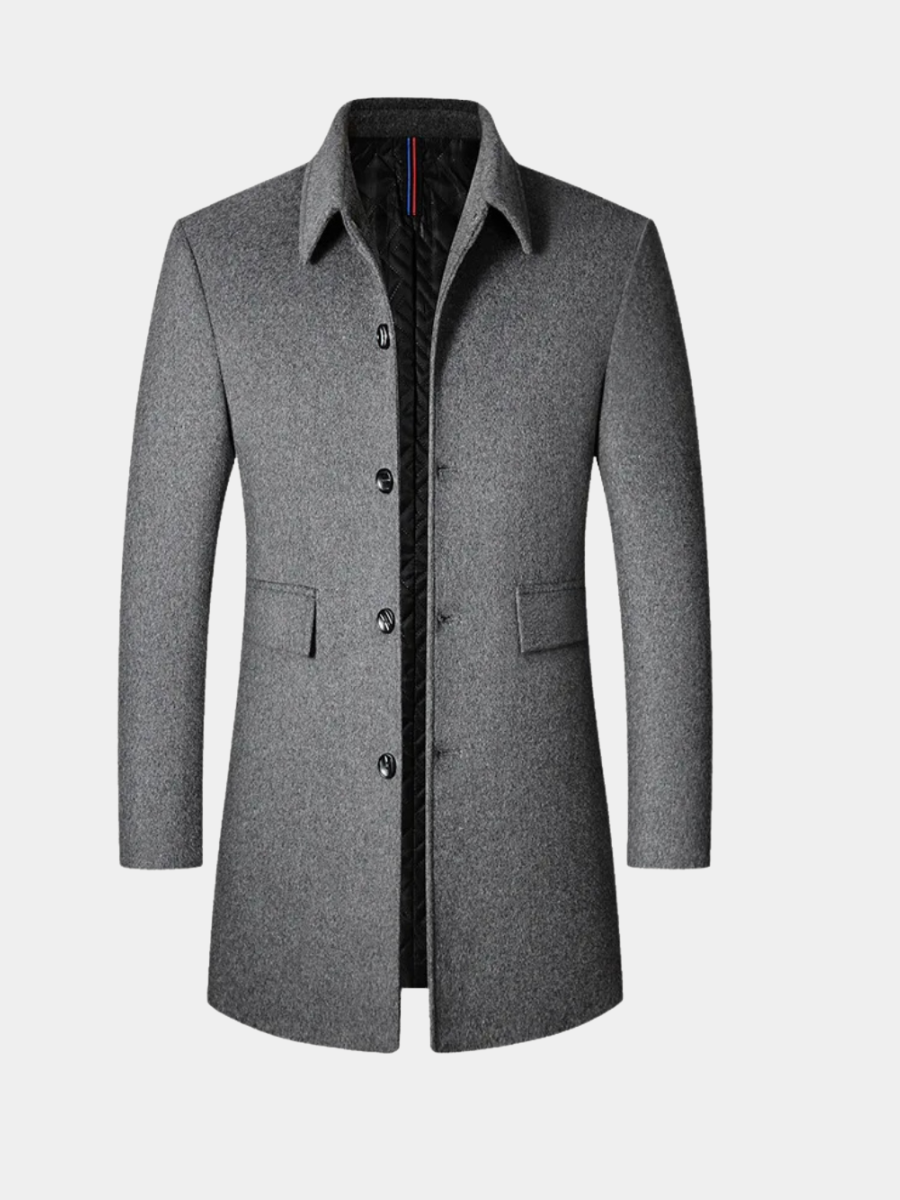 Mens Wool Tailored Mid Length Overcoat