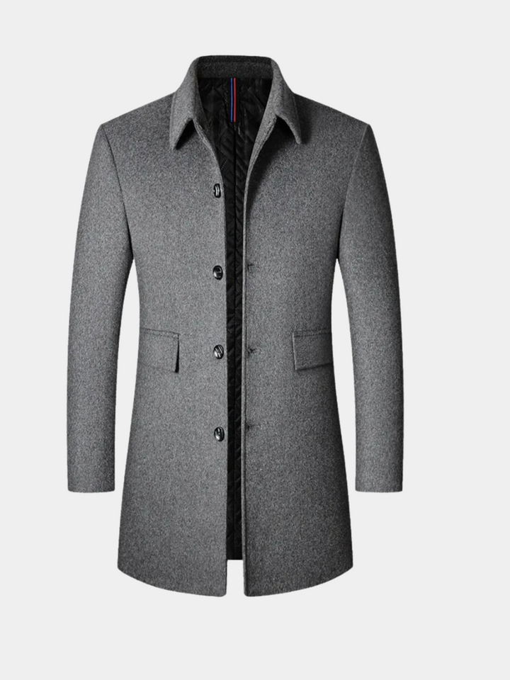 Mens Wool Tailored Mid Length Overcoat