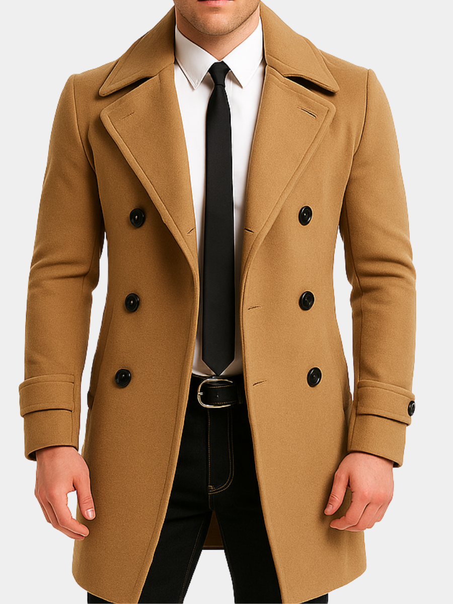 Mens Relaxed Fit Classic Ribbed Cuff Coat