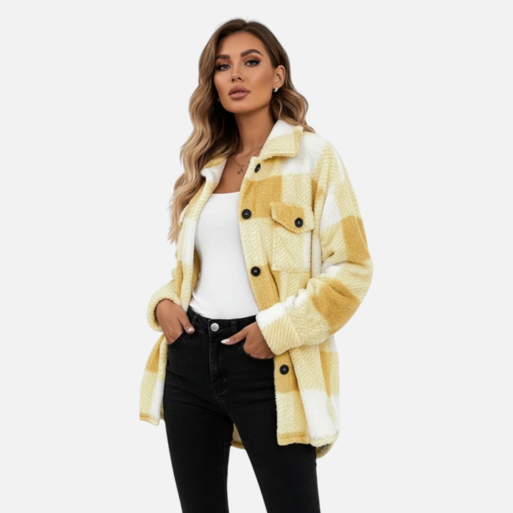 Womens Checked Plush Lined Winter Shacket