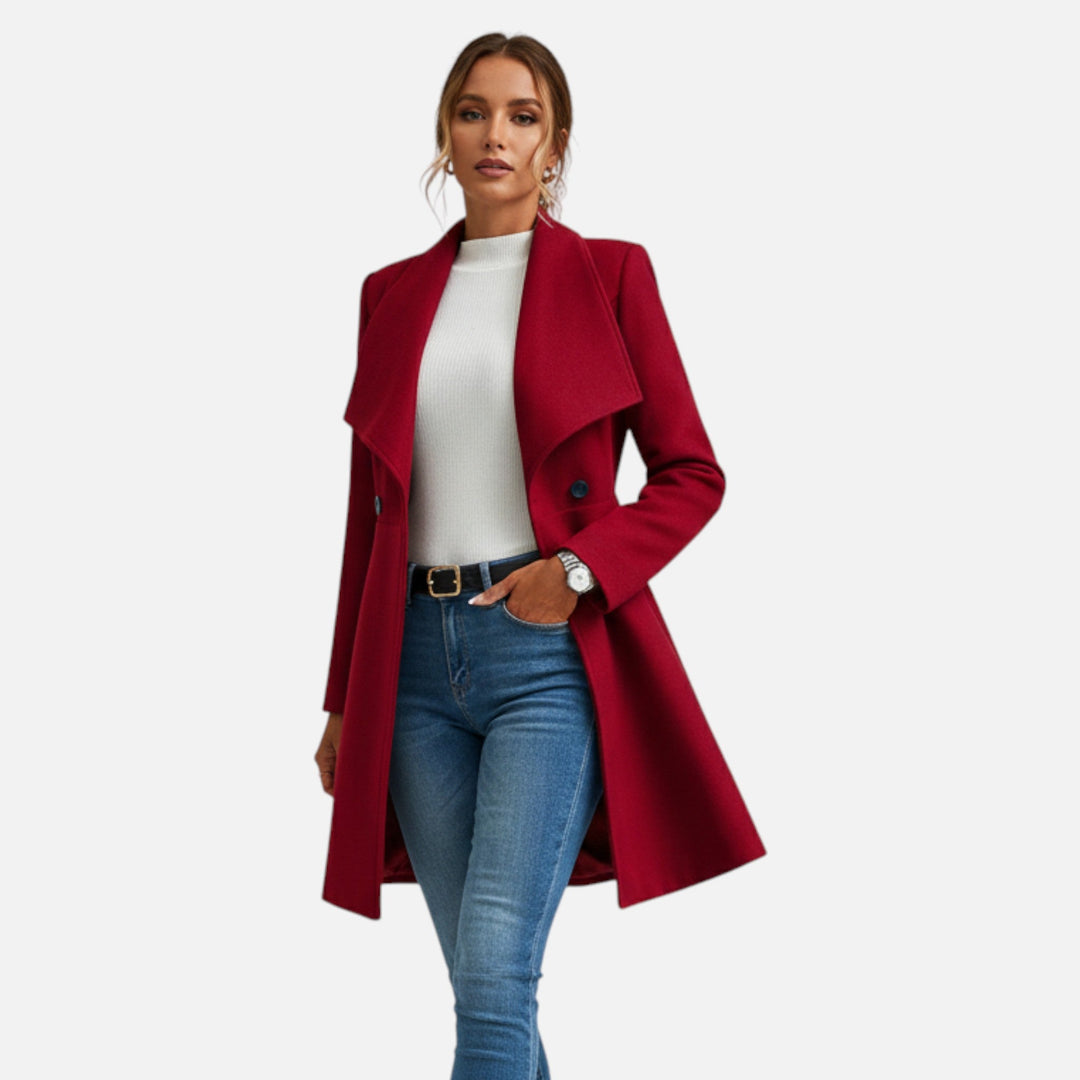 Womens Lined Lapel Wool Winter Coat