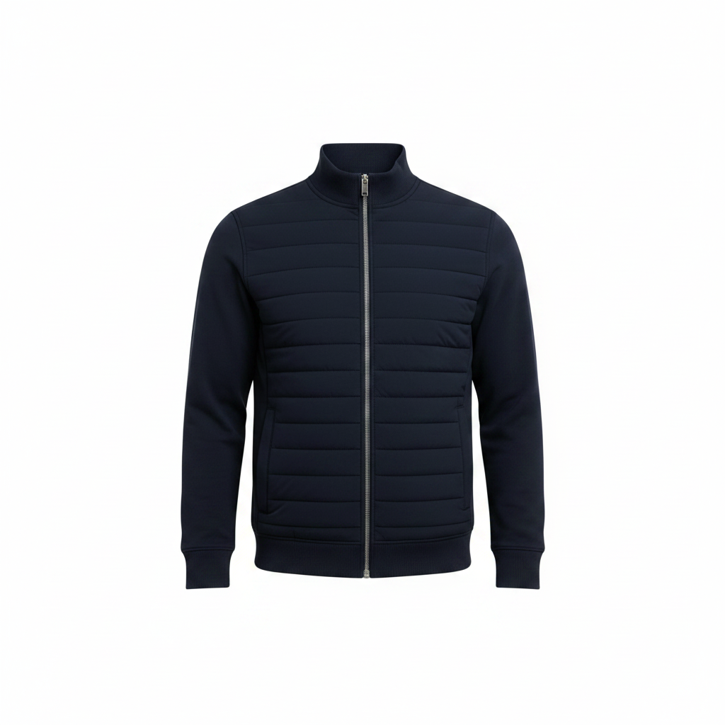Mens Windproof Hybrid Quilted Zip Jacket