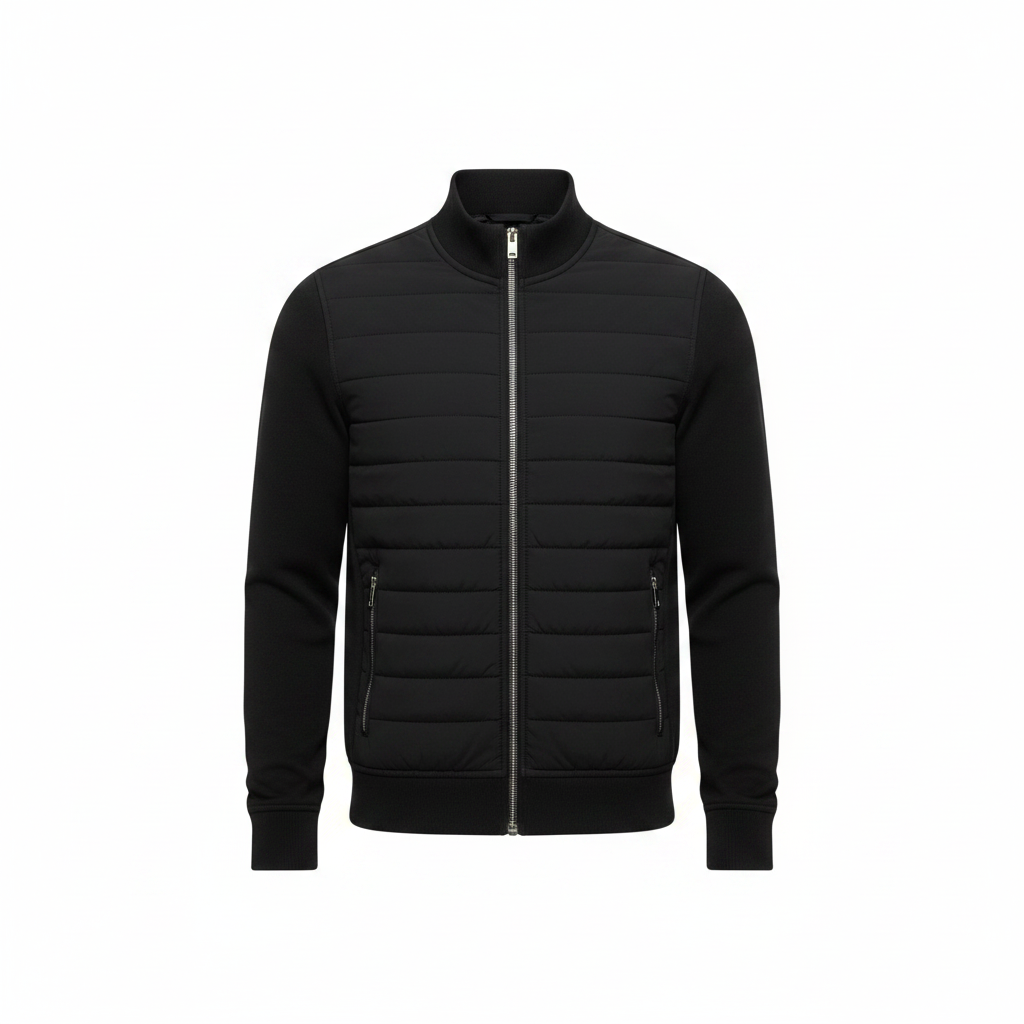 Mens Windproof Hybrid Quilted Zip Jacket