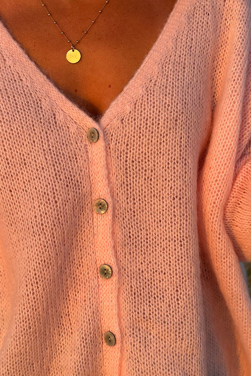 Womens Knitted Pink Cardigan