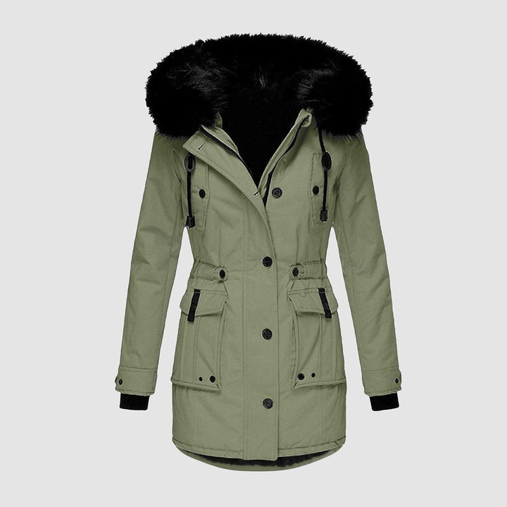 Womens Waterproof Faux Fur Hood Parka