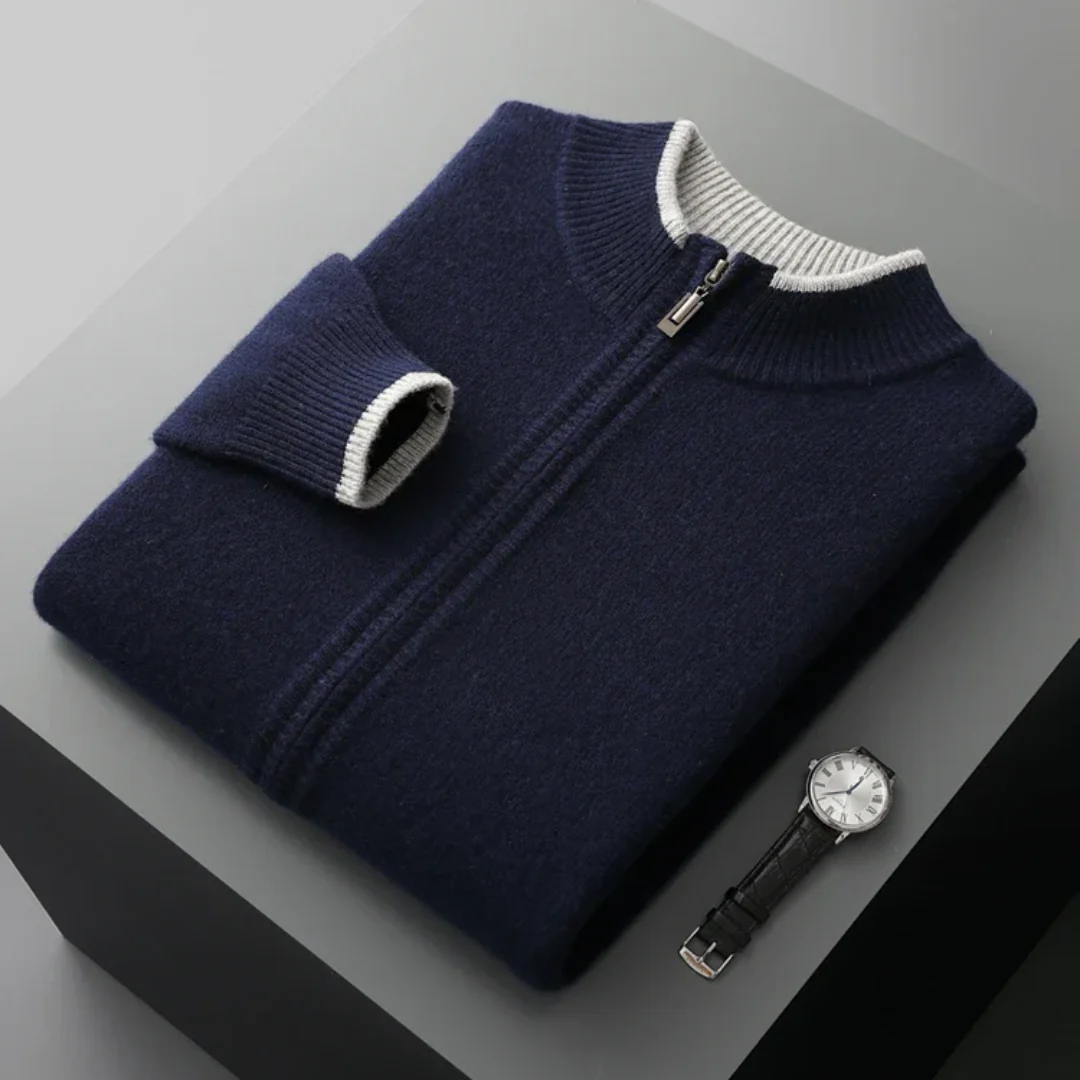 Mens Knitted Zip Front Casual Cardigan