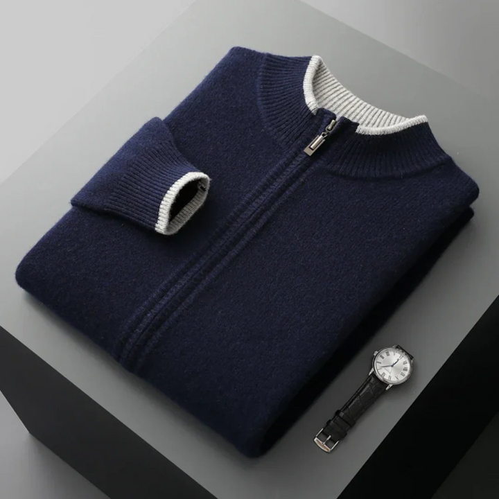 Mens Knitted Zip Front Casual Cardigan