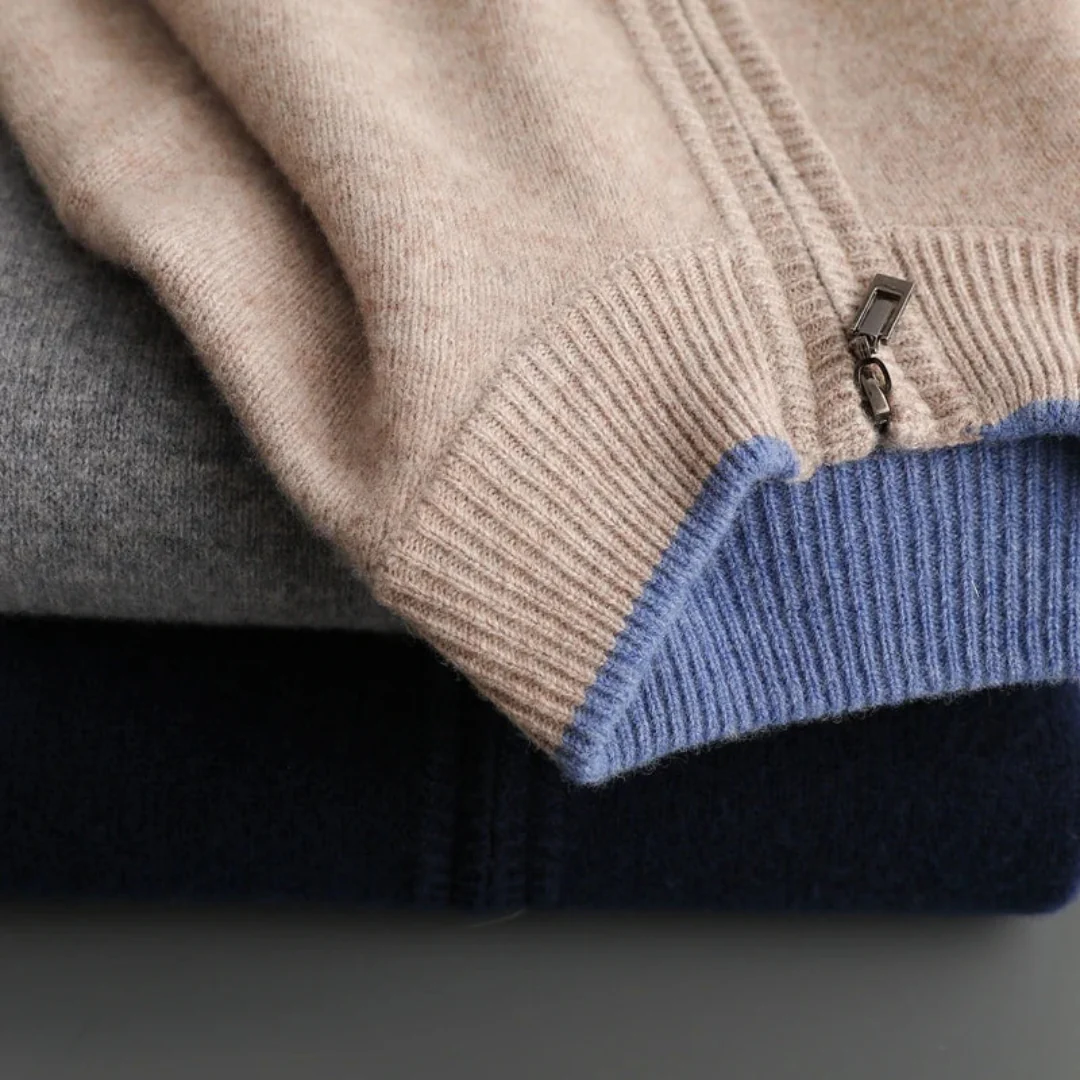 Mens Knitted Zip Front Casual Cardigan
