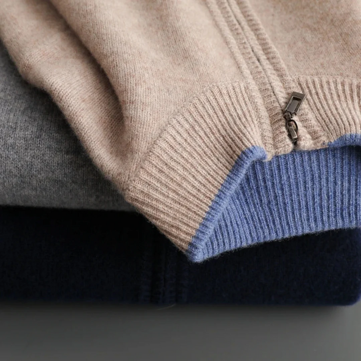 Mens Knitted Zip Front Casual Cardigan