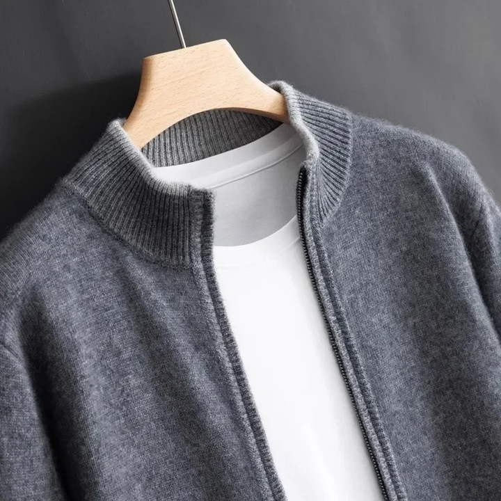 Mens Knitted Zip Front Casual Cardigan