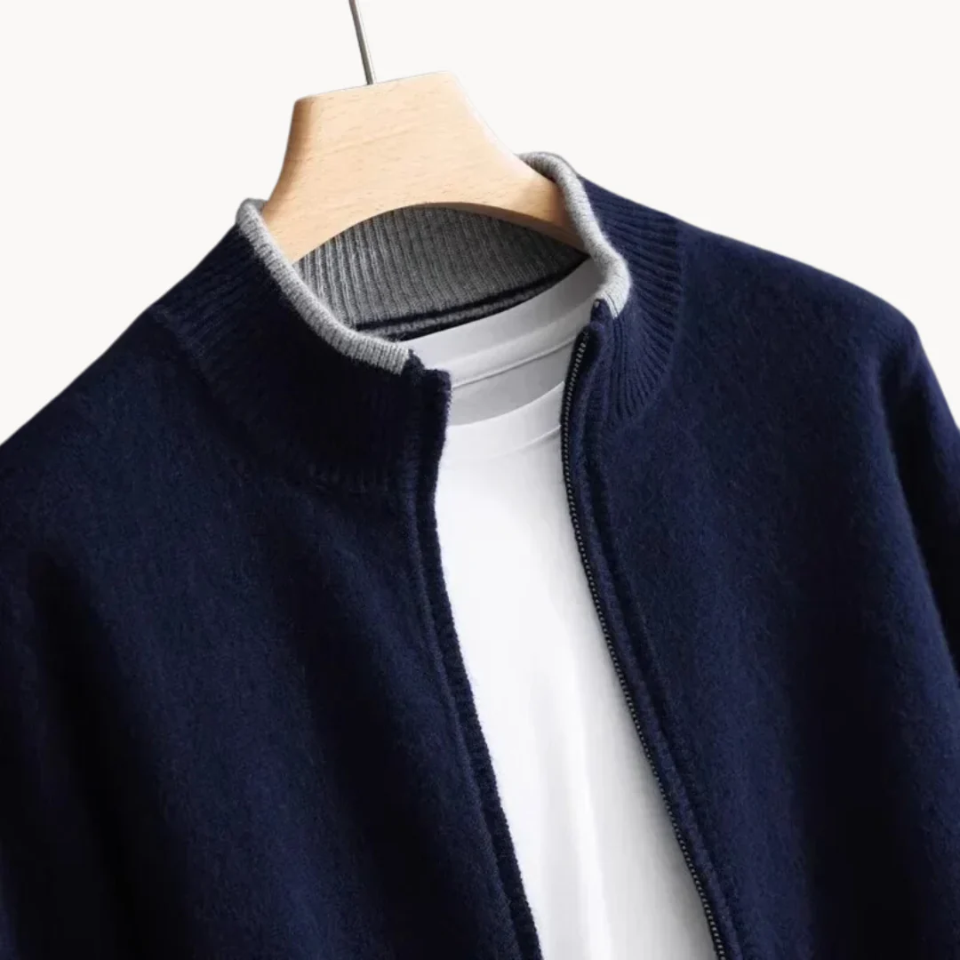 Mens Knitted Zip Front Casual Cardigan