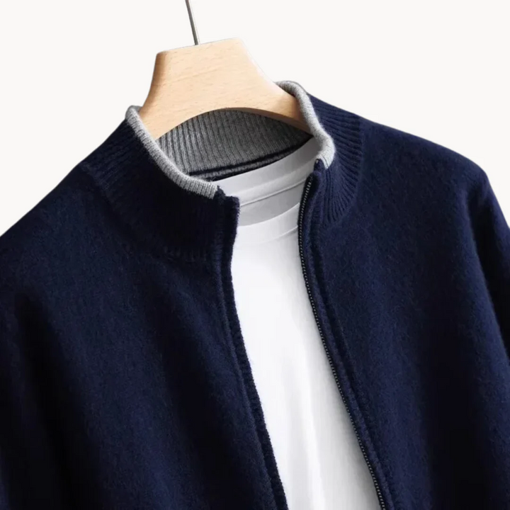 Mens Knitted Zip Front Casual Cardigan