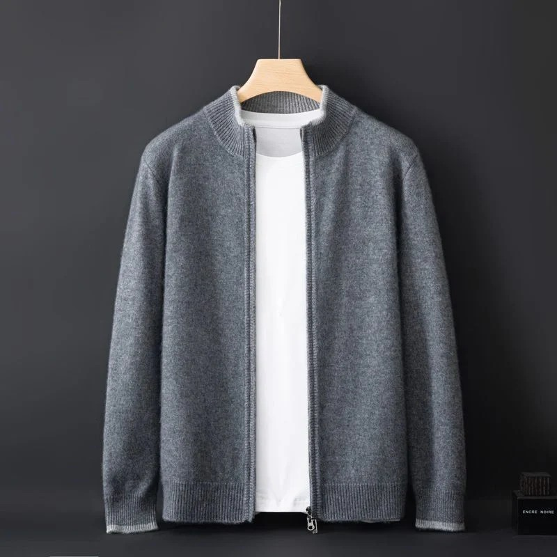 Mens Knitted Zip Front Casual Cardigan