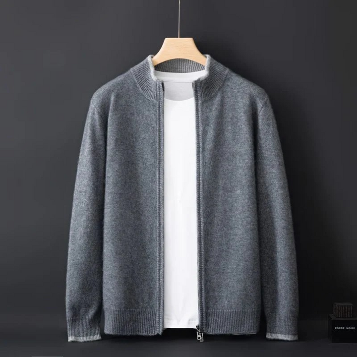 Mens Knitted Zip Front Casual Cardigan
