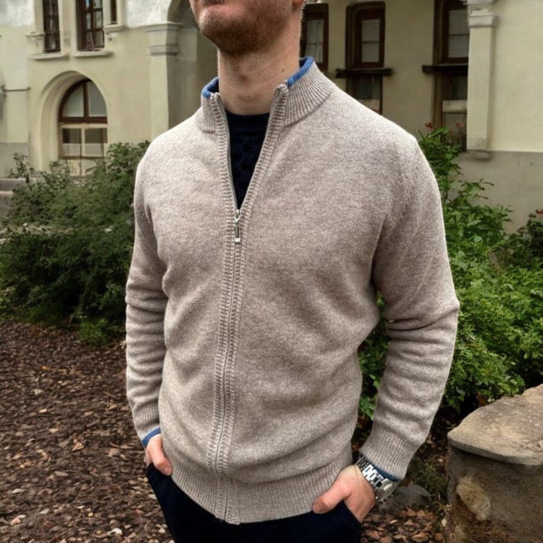 Mens Knitted Zip Front Casual Cardigan