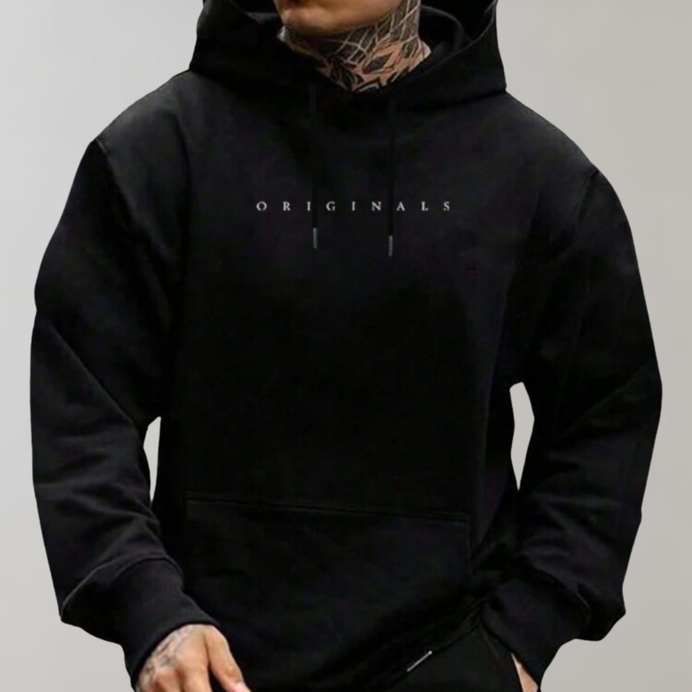 Mens Ribbed Cuff Everyday Relaxed Fit Hoodie