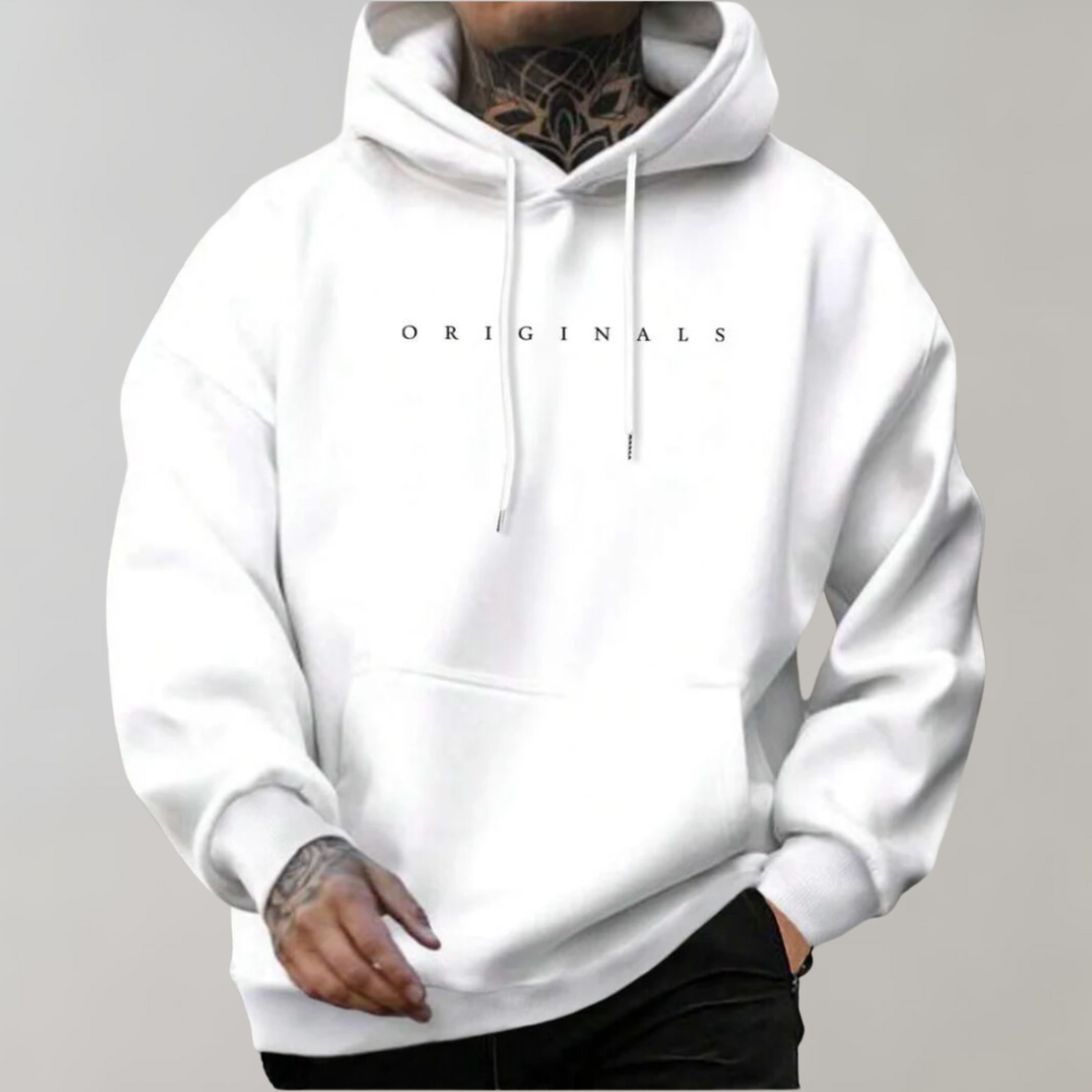Mens Ribbed Cuff Everyday Relaxed Fit Hoodie