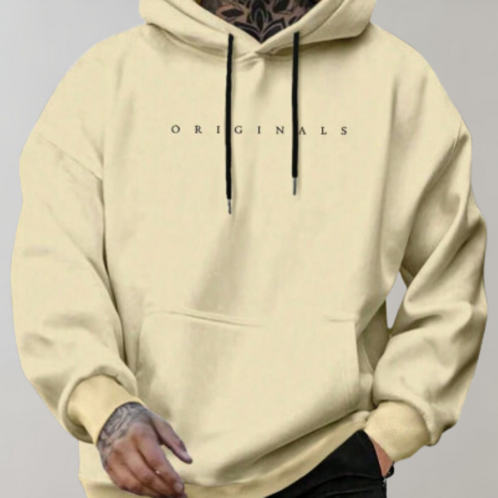 Mens Ribbed Cuff Everyday Relaxed Fit Hoodie