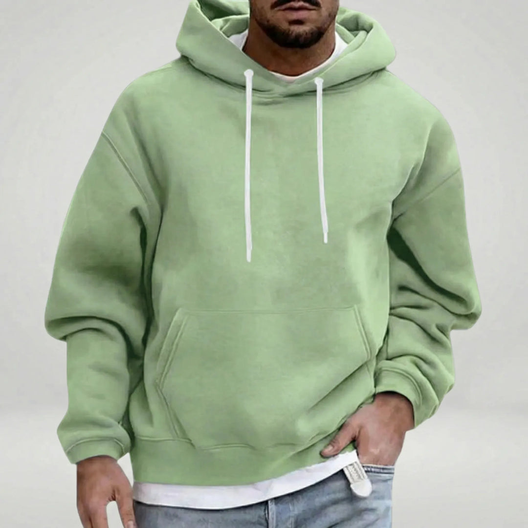 Mens Relaxed Drawstring Hoodie With Front Pocket