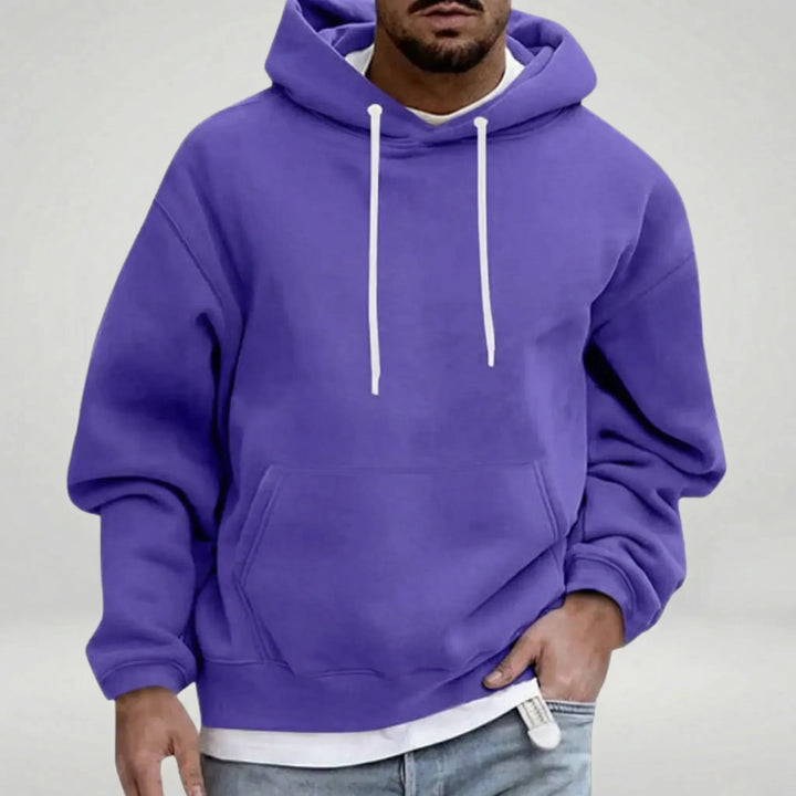 Mens Relaxed Drawstring Hoodie With Front Pocket