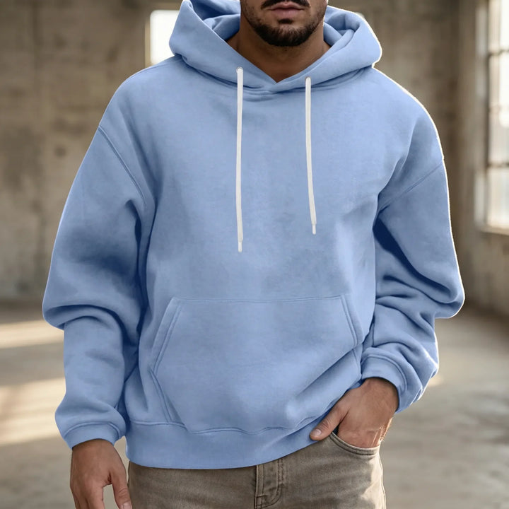 Mens Relaxed Drawstring Hoodie With Front Pocket