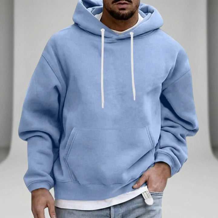 Mens Relaxed Drawstring Hoodie With Front Pocket