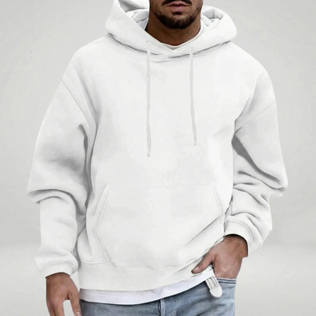 Mens Relaxed Drawstring Hoodie With Front Pocket