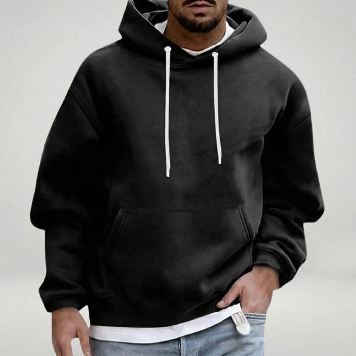 Mens Relaxed Drawstring Hoodie With Front Pocket