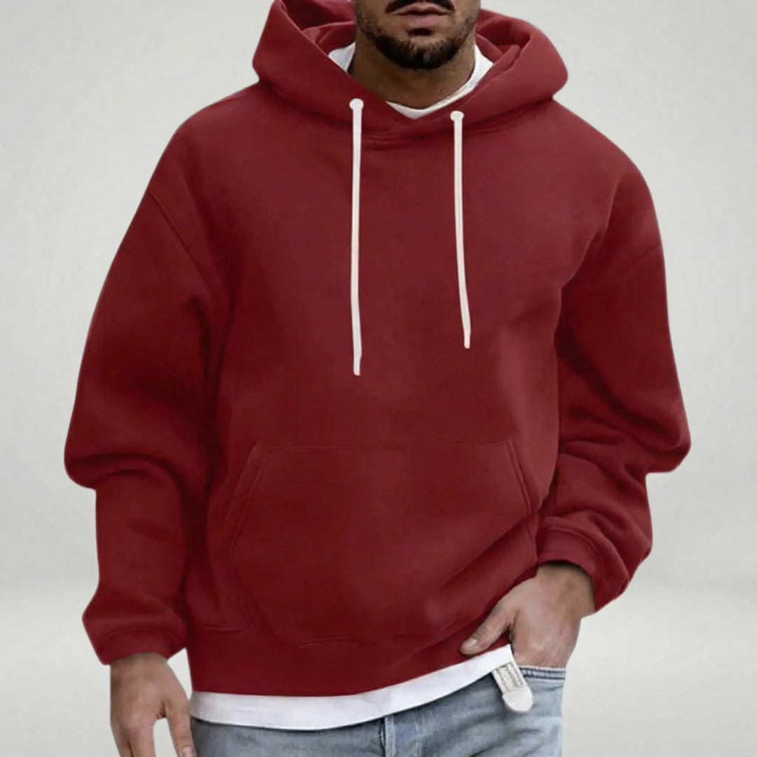 Mens Relaxed Drawstring Hoodie With Front Pocket