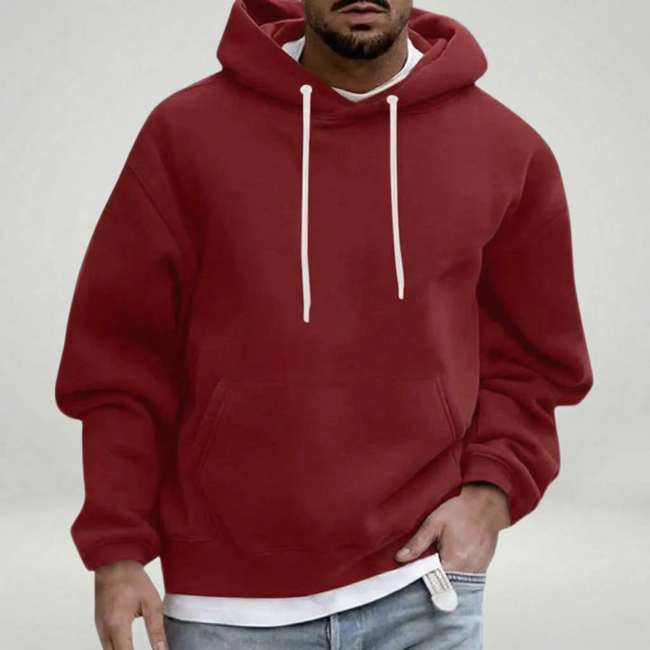 Mens Relaxed Drawstring Hoodie With Front Pocket