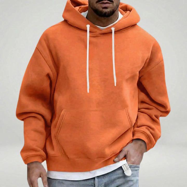 Mens Relaxed Drawstring Hoodie With Front Pocket