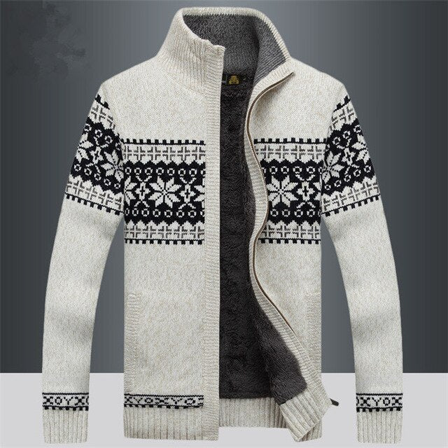 Mens Knitted Zip Front Relaxed Fit Jacket