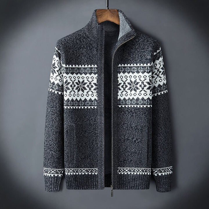 Mens Knitted Zip Front Relaxed Fit Jacket