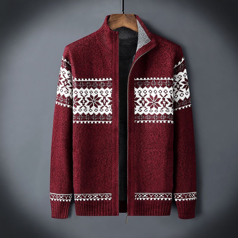 Mens Knitted Zip Front Relaxed Fit Jacket