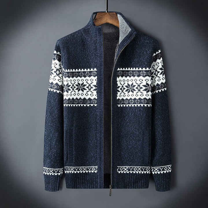 Mens Knitted Zip Front Relaxed Fit Jacket