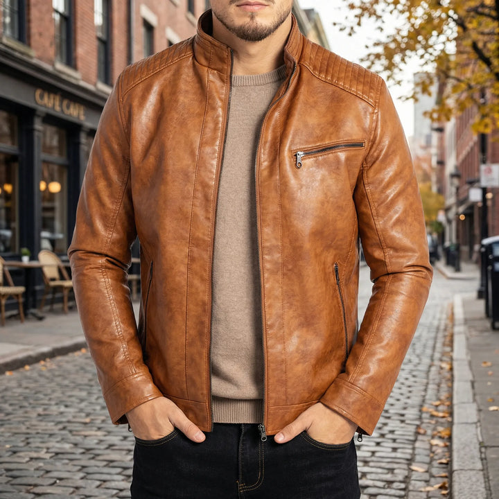 Mens Zip Front Ribbed Cuff Everyday Jacket