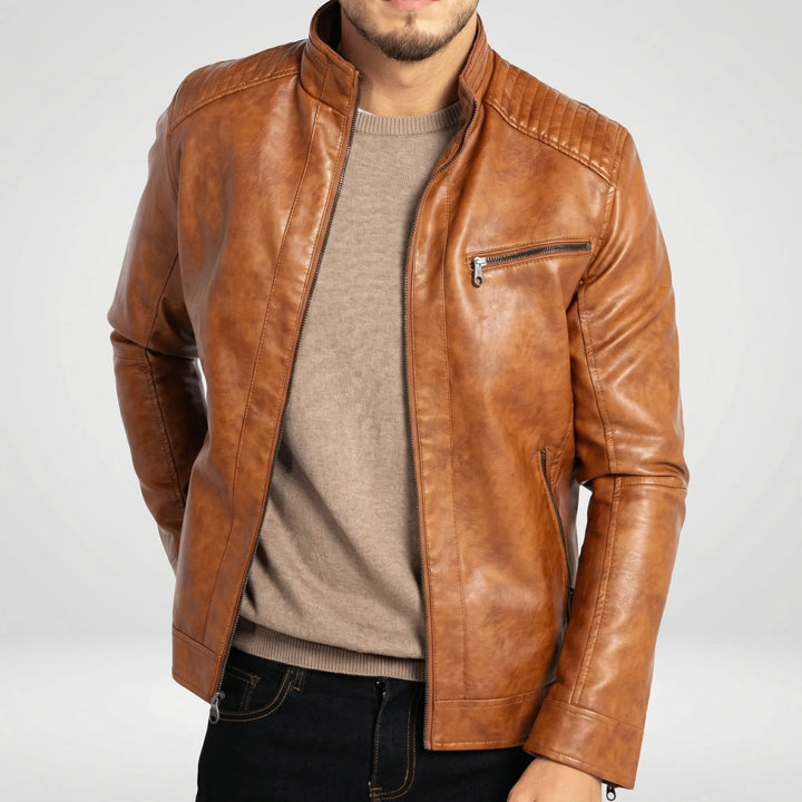 Mens Zip Front Ribbed Cuff Everyday Jacket