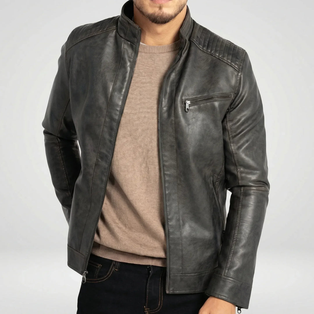 Mens Zip Front Ribbed Cuff Everyday Jacket